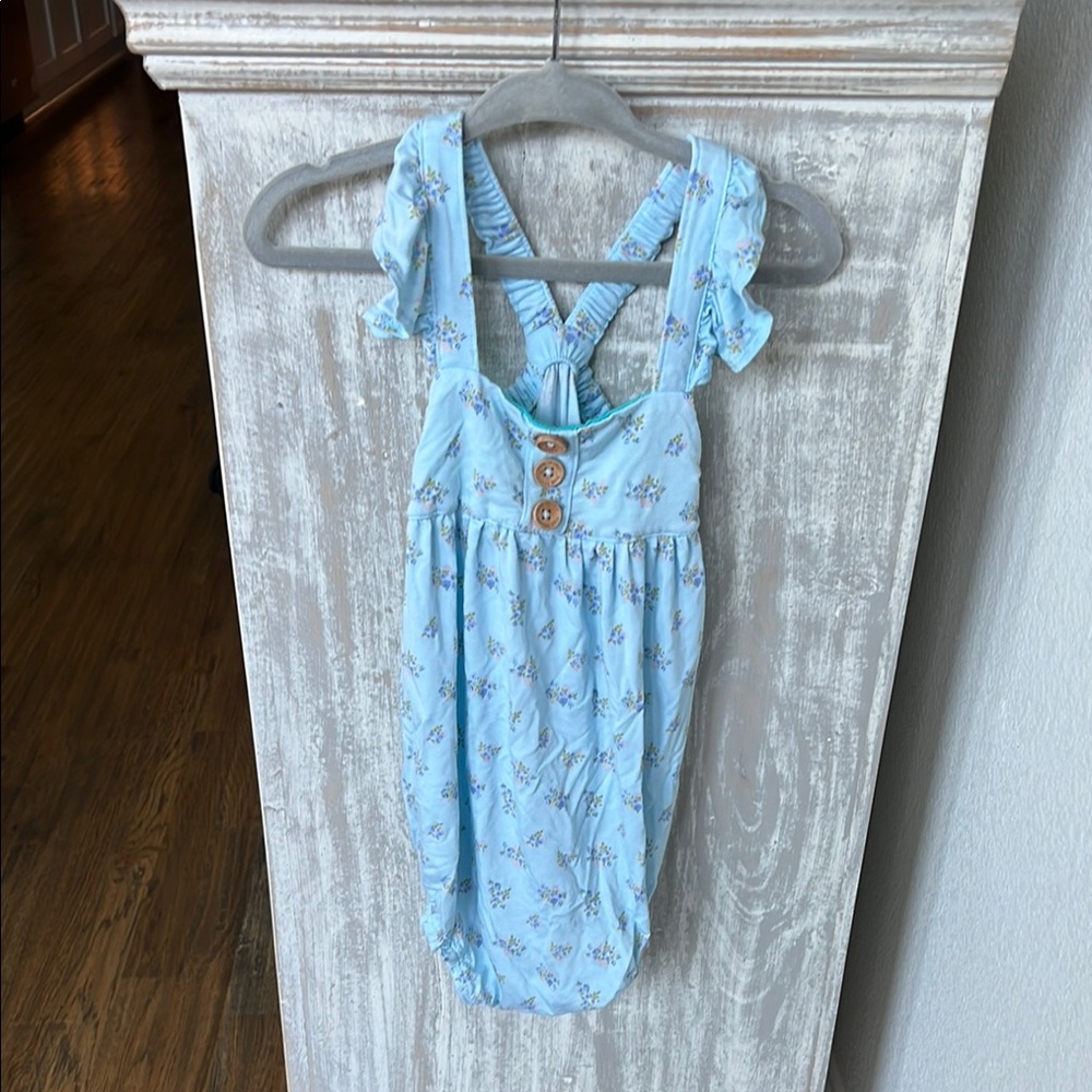 Light Blue Floral Bubble Romper